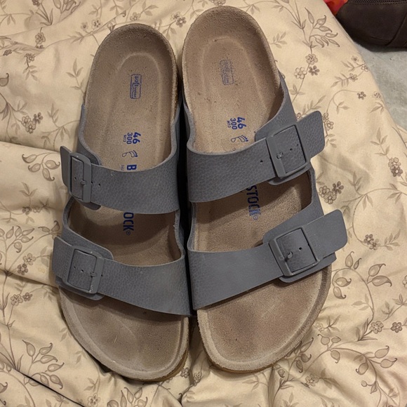 Birkenstock Arizona Birkibuc Soft Footbed Sandals in Slate